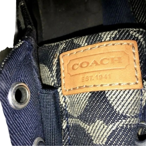 Coach Flats Coach Logo Sneakers, Blue and Gray, slip on 6.5 - Picture 1 of 4